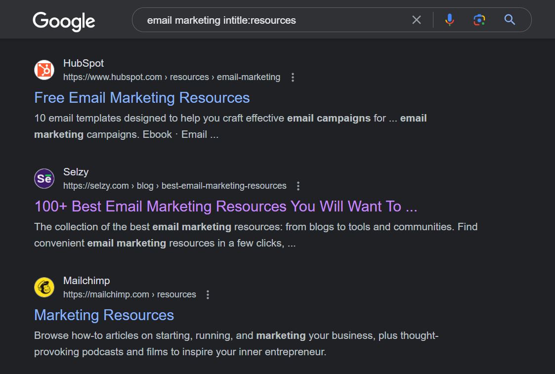 halaman sumber daya pemasaran email